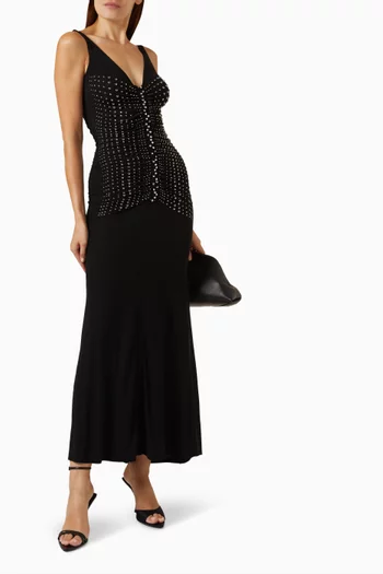 Stud Embellished Maxi Dress in Jersey