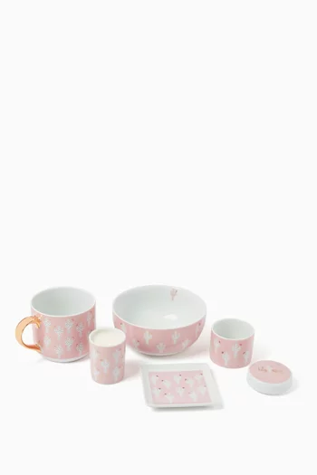 Pretty in Pink Cacti-print Crockery Gift Set