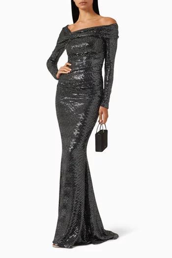 Sequinned Mermaid Gown in Jersey
