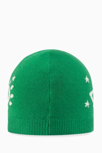قبعة منسوجة بشعار حرفي GG متداخلين ومركبة فضائية صوف