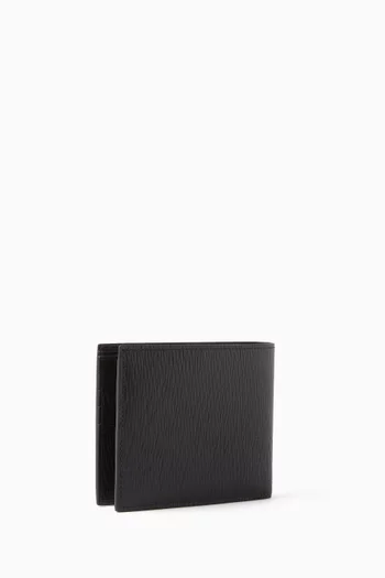 Logo Plaque Bi-fold Wallet in Textured Leather