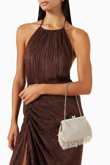 Marquis Hold Me Pearl Fringe Clutch in Silk