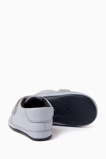 Striped Logo-print Sneakers in Sheepskin