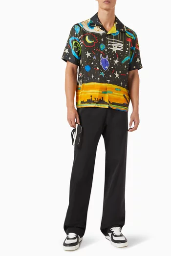 Starry Night Bowling Shirt in Silk