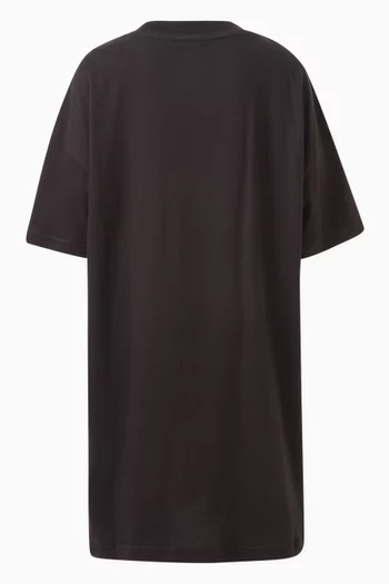 فستان بنمط تي شيرت بطبعة شعار الماركة قطن