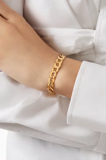 Flat Curb Chain Bracelet in 14kt Gold Vermeil