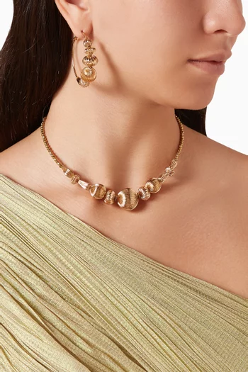 Gadrooned Bead Choker Necklace in 14kt Gold-plated Metal