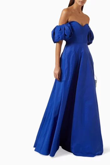 Off-the-shoulder Gown in Taffeta