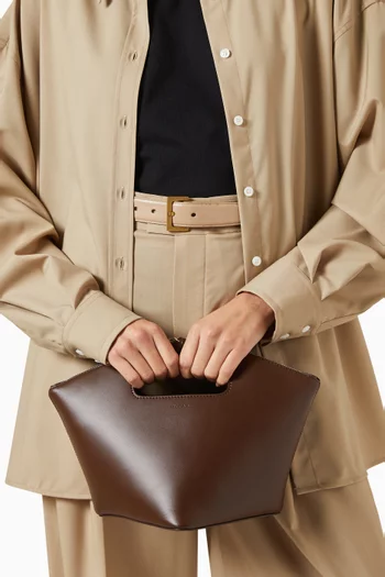 Small Rubik Box Top Handle Bag in Calf Leather
