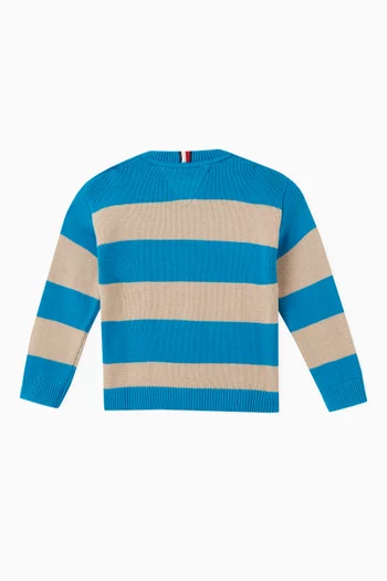 Block Stripe Sweater in Organic Cotton-blend