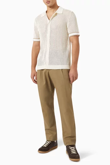 Elias Crochet Polo Shirt in Cotton Knit