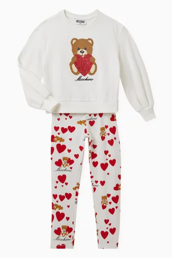 Heart Teddy Bear Sweatshirt in Cotton Fleece