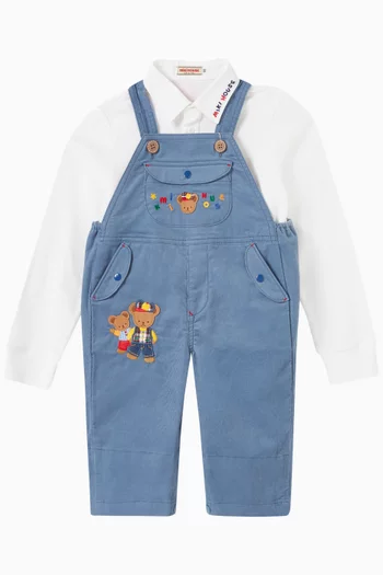 Bear Print Overalls in Cotton