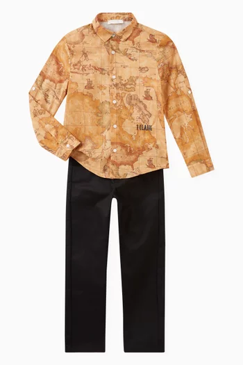 Map-print Shirt in Cotton