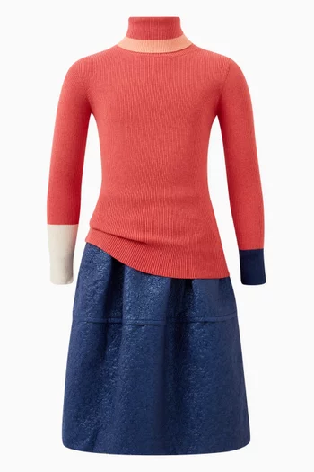 Terra Faceted Seam Skirt in Cotton-blend