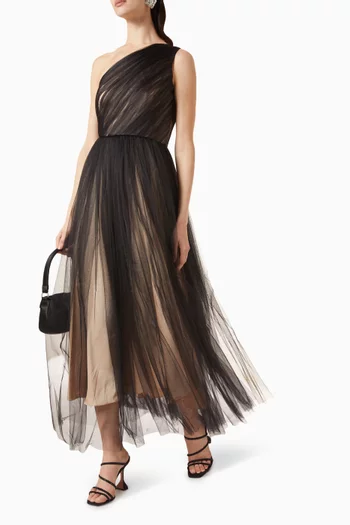 Draped One-shoulder Maxi Dress in Tulle