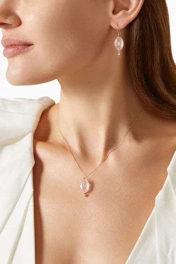 Souad Pink Quartz Necklace in 14kt Yellow Gold