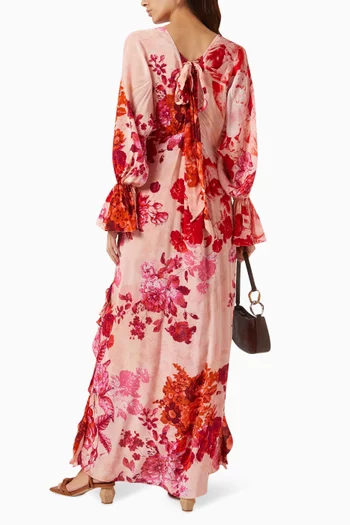 فستان دالي طويل بنقشة زهور