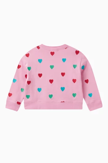 Heart-embroidered Sweatshirt in Organic Cotton