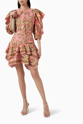 Aura Floral-print Mini Skirt in Cotton