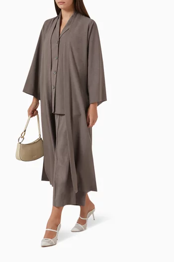 4-piece Jacket Abaya Set in Linen