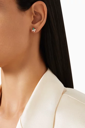 Pixie Wings Diamond & Emerald Stud Earrings in 18kt Gold