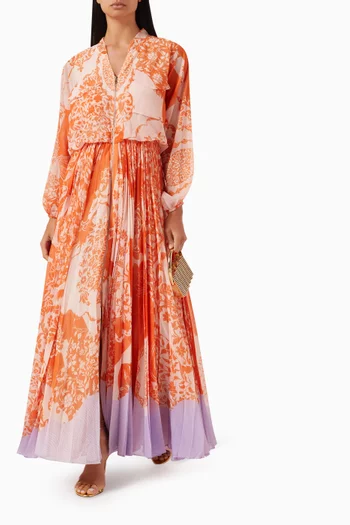 Floral Printed Maxi Dress in Chiffon