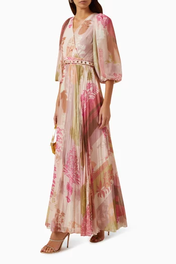فستان طويل بنقشة زهور شيفون
