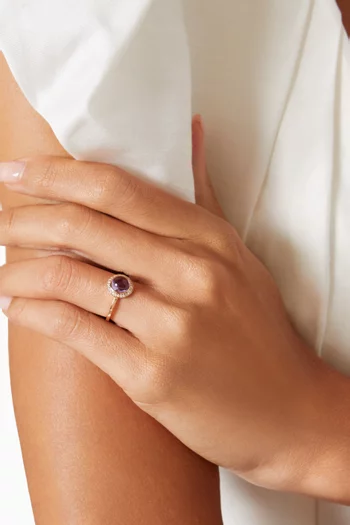 Noor Diamond & Amethyst Ring in 18kt Rose Gold