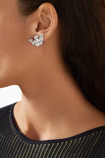 Logo Glass-crystal Stud Earrings in Silver-toned Brass