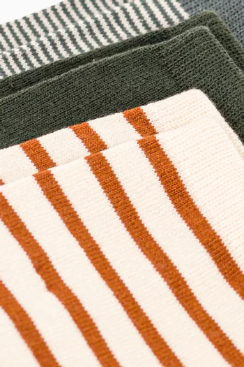 Pinstriped Socks in Cotton,  Pack of Three