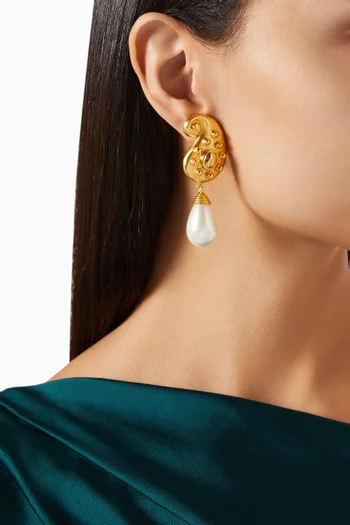 Anya Clip Drop Earrings in 24kt Gold-plated Brass