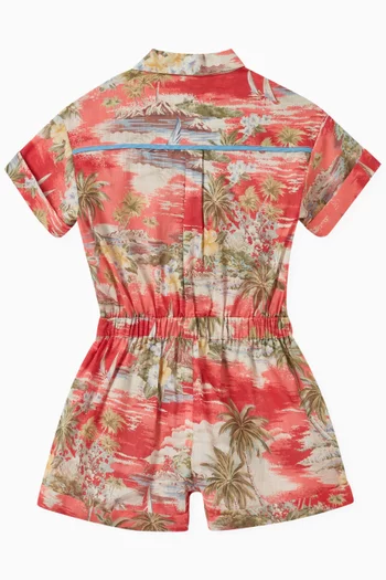 Alight Palm-print Playsuit in Cotton