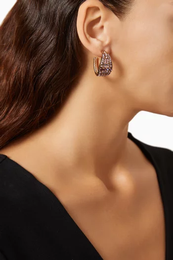 Prestige Crystal Rhinestone Hoop Earrings in 14kt Gold-plated Metal
