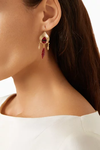 Feather Sleeper Earrings in 14kt Gold-plated Metal