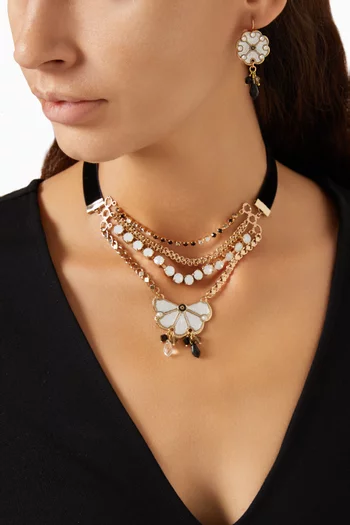 Prestige Crystal Choker Necklace in 14kt Gold-plated Metal