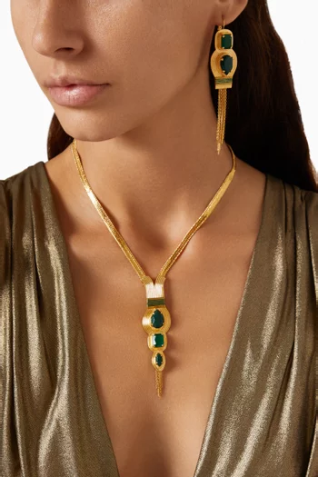 Malachite Filigree Necklace in 14kt Gold-plated Metal