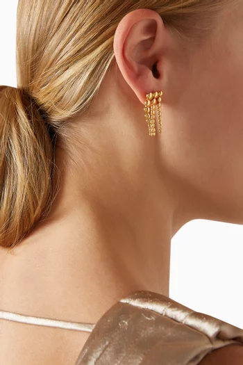 Articulated Beaded Waterfall Stud Earrings in 18kt Recycled Gold-plated Vermeil