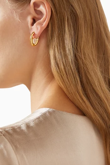 Oval Stone Medium Hoop Earrings in 18kt Recycled Gold-plated Vermeil
