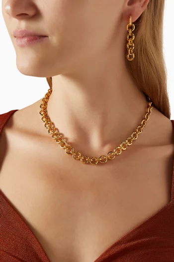 Enamel Byline Link Chunky Chain Choker in Recycled Gold-plated On Brass