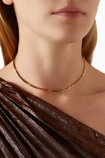 Enamel Reversible Byline Link Choker in 18kt Gold-plated Brass