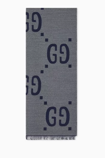 GG Jacquard Scarf in Wool-silk Blend