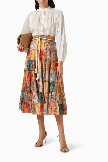 Junie Tiered Midi Skirt in Cotton