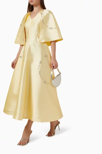 Embellished Cape-sleeve Dress