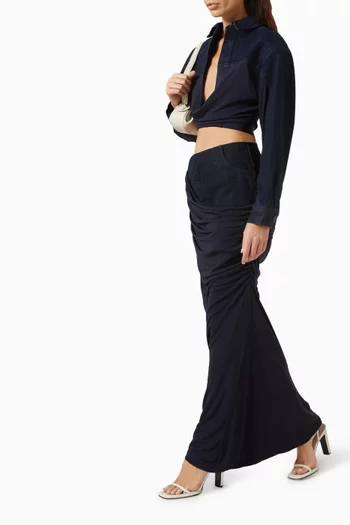 Wrapped Column Maxi Skirt in Jersey