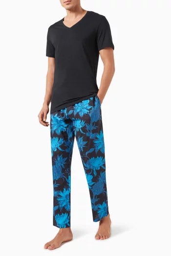 Printed Tapered Pyjama Pants in Cotton