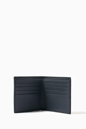 Logo Striped Bifold Wallet in Leather