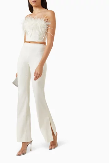 Lara Crystal-embellished Side-slit Pants in Viscose-blend