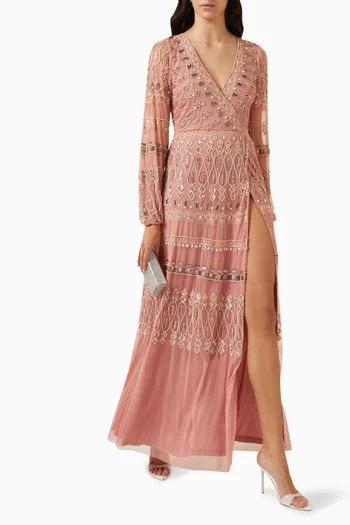 Sequin Embellished Wrap-Around Dress