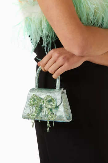 Micro Bow Bag in Rhinestone-studded Satin